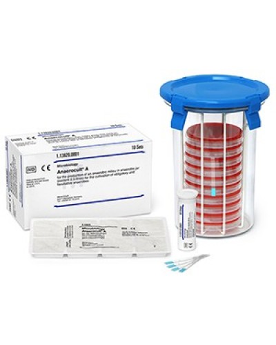 Anaerocult® C mini for microbiology gas generator system for incubation of one to two Petri dishes in a oxygen-depleted and CO₂-enriched atmosphere